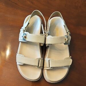 Beige Buckle Strap Sandals